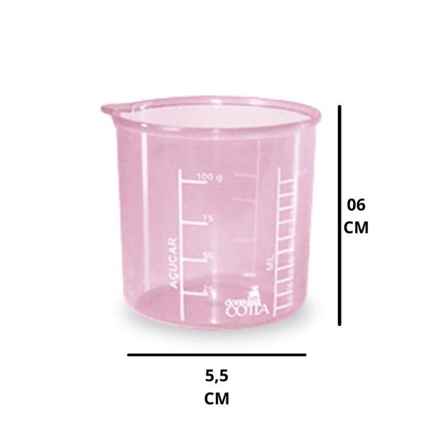 Imagem de 5 Copos Plasticos Rosa de Medicao Culinaria 100 Ml  Injetemp 