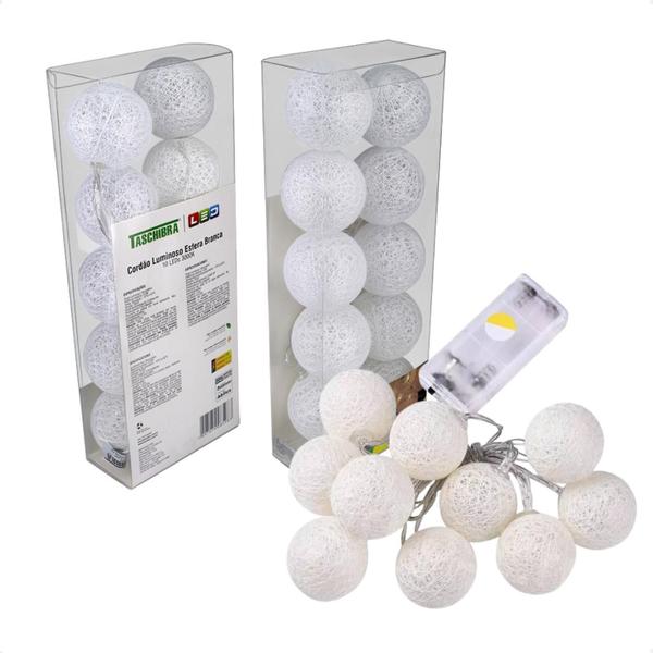 Imagem de 5 Cordão Decorativo Led Enfeite Luminoso 10 Esferas Branco 3000K Taschibra