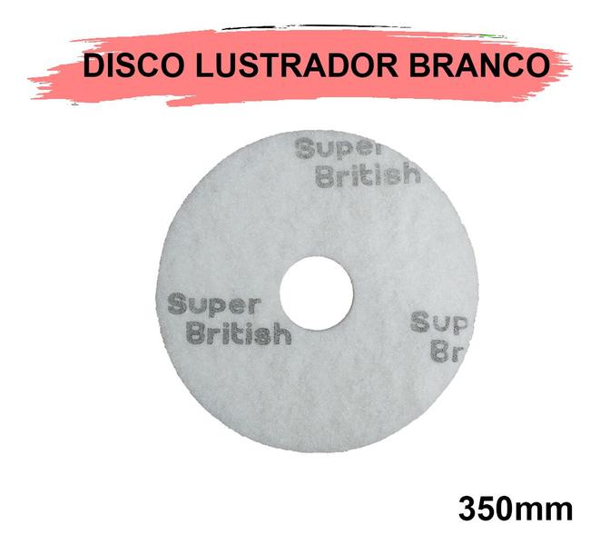 Imagem de 5 Disco Lustrador Branco Enceradeira 350 Mm British Original