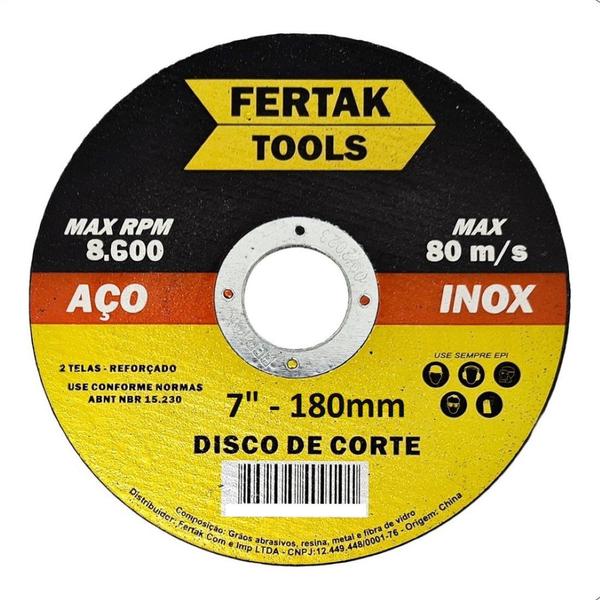 Imagem de 5 Discos De Corte Para Inox 180 X 1,6 - Fertak - 2814