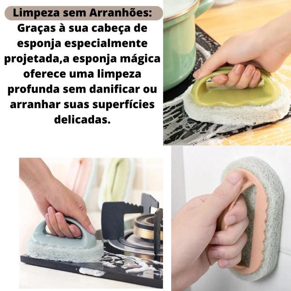 Imagem de 5 Esponja Bucha Mágica Pesada Abrasiva sem Riscos com Alça