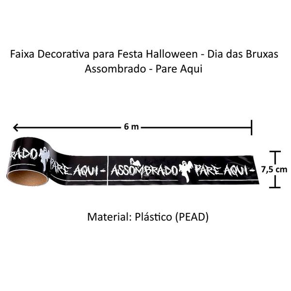 Imagem de 5 Faixas Decoração Halloween Festa Pare Aqui Mal Assombrado