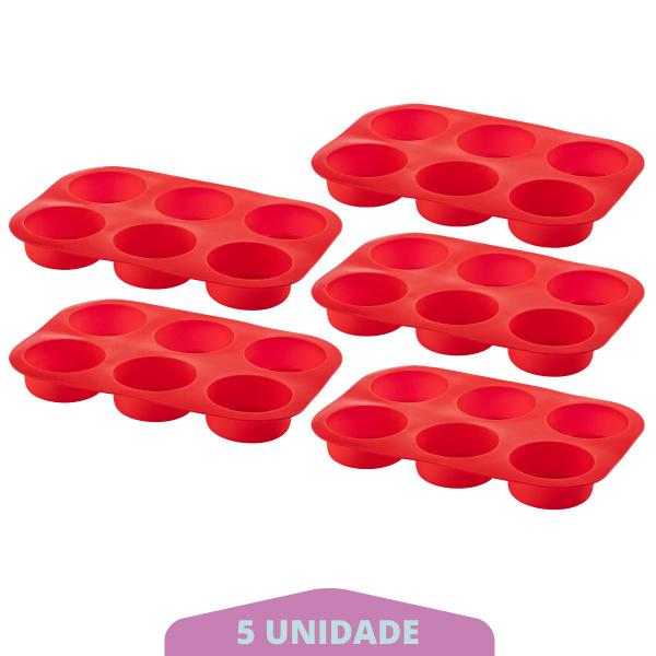 Imagem de 5 Formas Silicone Antiaderente 6 Cavidades Cupcake Sortida