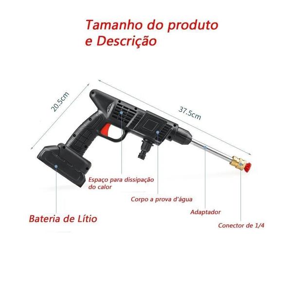 Imagem de 5 Funções Em 1: Lava Jato Alta Pressão Recarregável Portátil