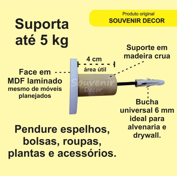 Imagem de 5 Ganchos Penduradores de Parede MDF Bola 5 Tamanhos