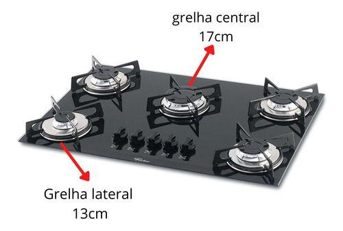 Imagem de 5 Grelha Trempe Fogão Cooktop Fischer 5 Bocas 13cm E 17cm