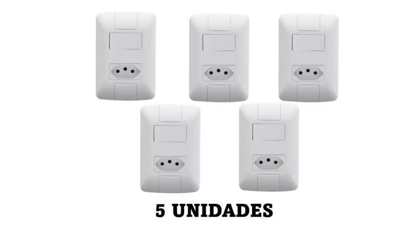 Imagem de 5 Interruptores Simples 6A + 1 Tomada 20A Tramontina Aria