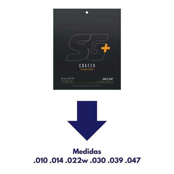5 jogos de cordas 010 AÇO BRONZE P/VIOLAO T. Leve SG+ 6685C Imagem de 5 jogos de cordas 010 AÇO BRONZE P/VIOLAO T. Leve SG+ 6685C
