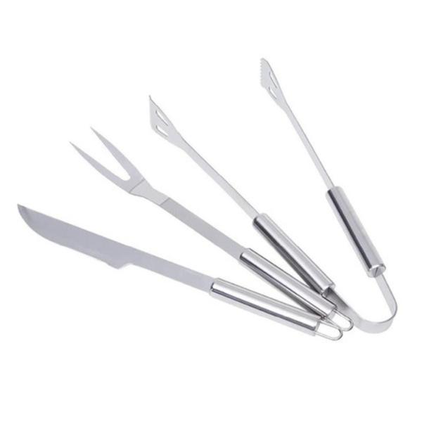 Imagem de 5 Kits Churrasco Inox - Garfo - Faca - Pegador