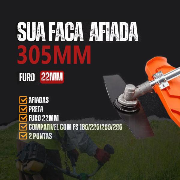 Imagem de 5 Lamina Faca P/ Roçadeira Stihl Fs220 Fs350 305x22mm