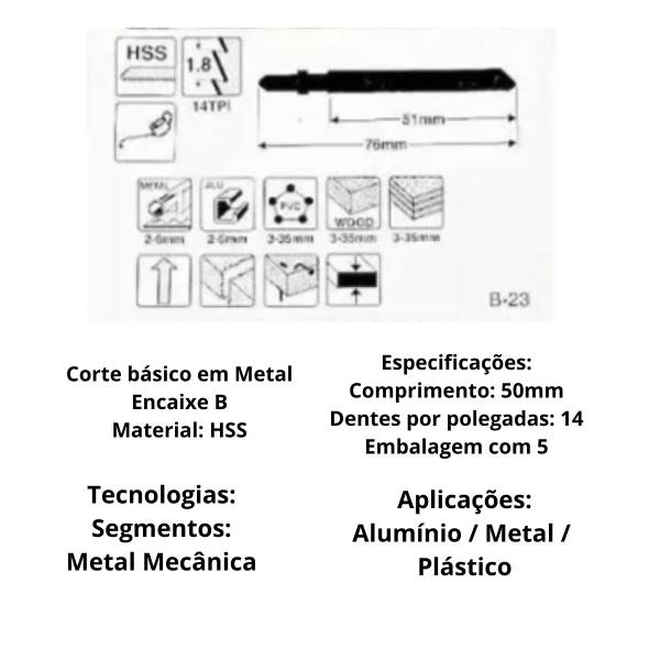 Imagem de 5 Laminas Para Serra Tico-Tico B23 Original Makita A-85743