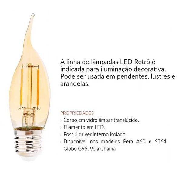 Imagem de 5 Lâmpada Vela CHAMA Led Filamento 4w Retrô 220v LUZ AMARELA 2200K Avant Dimer