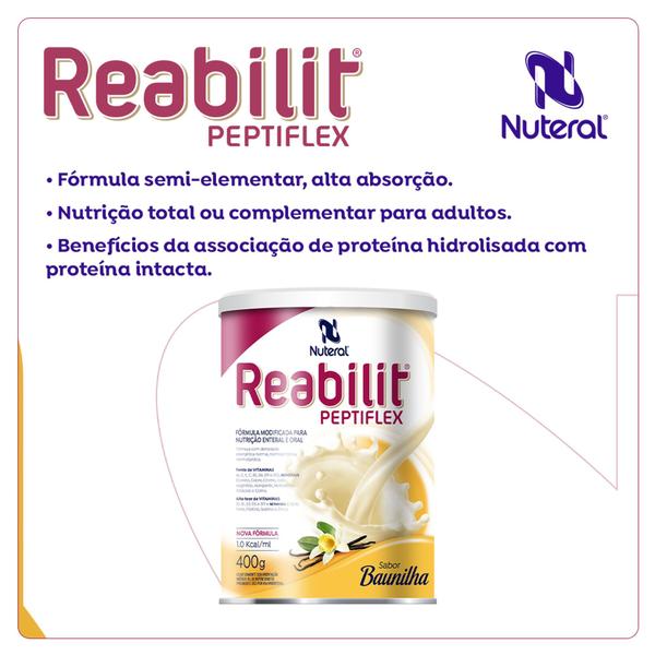 Imagem de 5 latas - Reabilit Peptiflex 400g cada - Baunilha