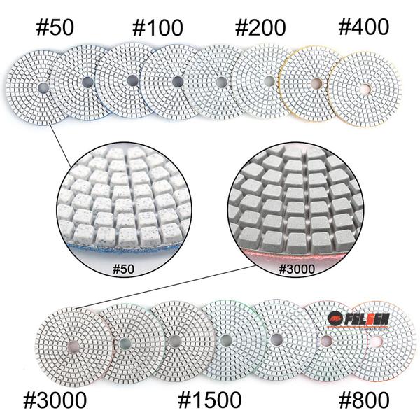 Imagem de 5 Lixa Diamantada para polir porcelanatos marmores e granitos 100mm polimento cortes 45 graus  + Sup