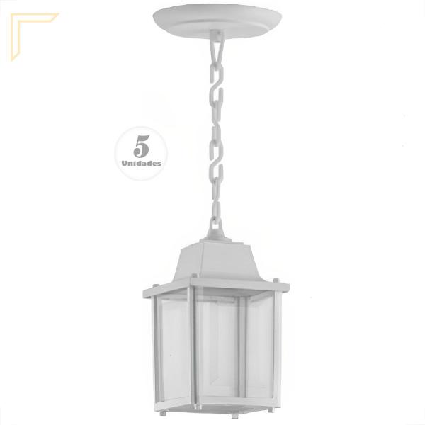 Imagem de 5 Luminaria Pendente Externo Vintage Colonial Injetado Branco Alz16