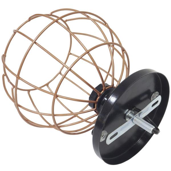 Imagem de 5 Lustres Teto Plafon Industrial Aramado Globo Cobre Rose Retrô Luminária Vintage Preto Agp Ilumini