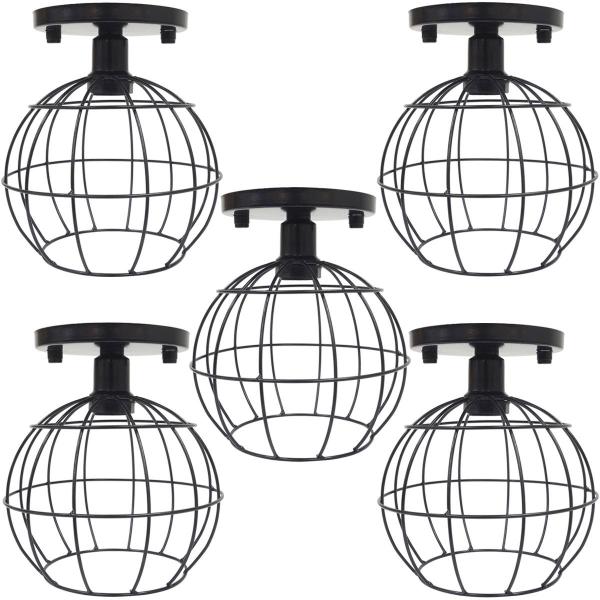 Imagem de 5 Lustres Teto Plafon Industrial Aramado Globo Retrô Luminária Sobrepor Vintage Agp Ilumini