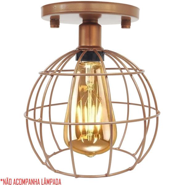 Imagem de 5 Lustres Teto Plafon Industrial Aramado Globo Retrô Luminária Vintage Cobre Rose Gold Agp Ilumini