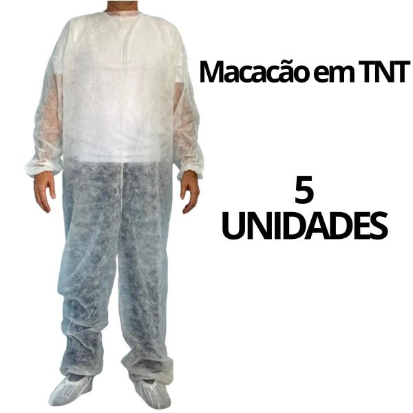 Imagem de 5 macacao tnt 25 gramas sem capuz com zipper  tam gg aradesc