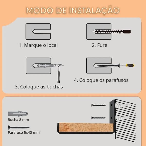 Imagem de 5 Mão francesa industrial invertida cantoneira reforçada preta 20 cm