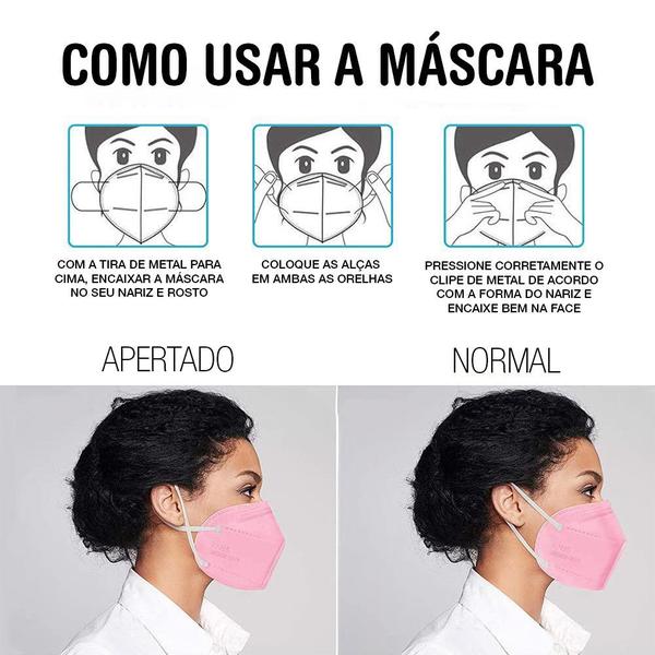 5 Máscaras KN95 Rosa Descartáveis WWDoll Cinco Camadas 95% Imagem de 5 Máscaras KN95 Rosa Descartáveis WWDoll Cinco Camadas 95%