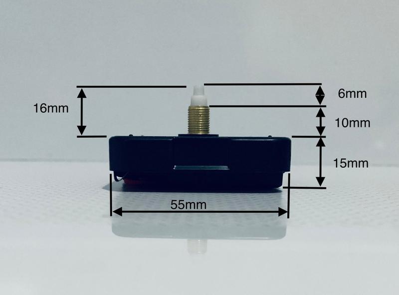 Imagem de 5 Mecanismos de relógio para parede com sistema encaixe de rosca e altura 16mm Eixo Médio Contínuo