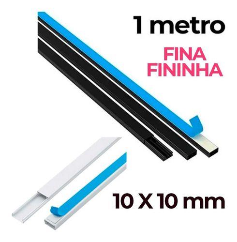 Imagem de 5 Metro Canaleta Preta Fina 10x10mm Com Fita Adesiva