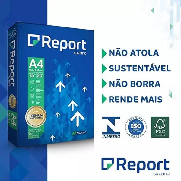 5 Pacotes Report Papel Sulfite A4 Office 500Folhas Resma - Suzano Report Imagem de 5 Pacotes Report Papel Sulfite A4 Office 500Folhas Resma