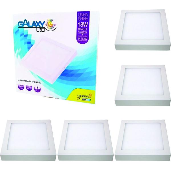 Imagem de 5 Painel Led Paflon Sobrepor Quadrado 18W 22x22cm Galaxy Led