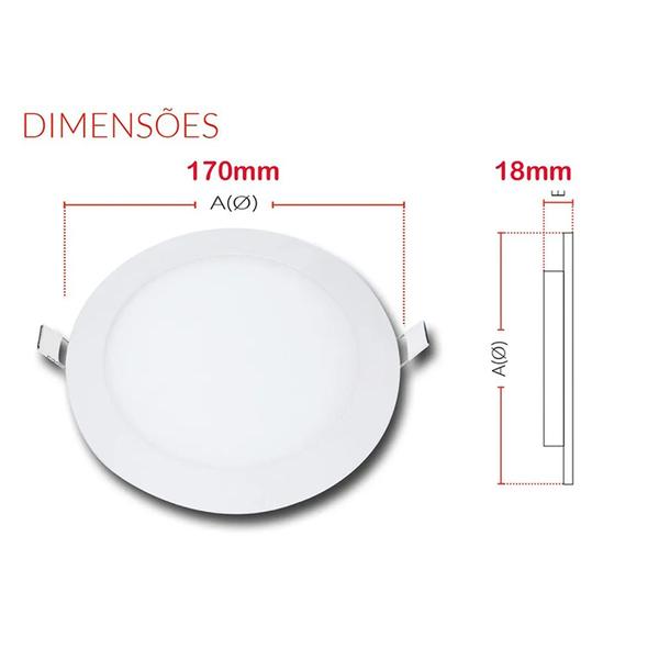 Imagem de 5 Painel Led Plafon 12W Redondo Embutir 6500k 17x17cm Bivolt