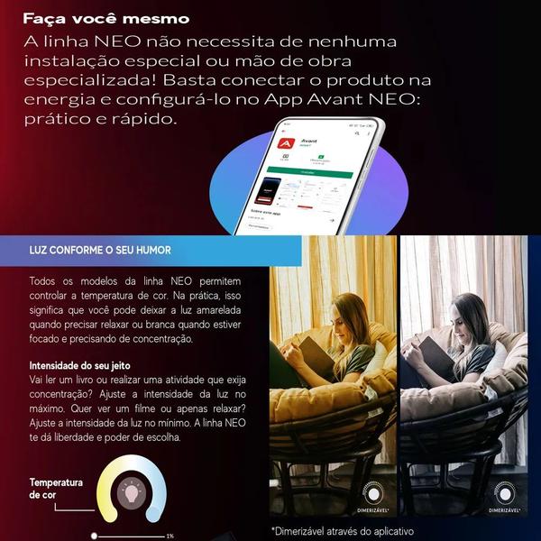 Imagem de 5 Painel Led Smart Inteligente Assistente 6500K Wi-Fi Avant