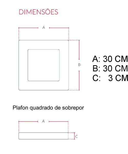 Imagem de 5 Painel Plafon Led 24w Sobrepor Quadrado 30Cm 3000k Avant