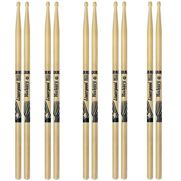 Imagem de 5 Pares Baqueta Hy 5am American Hickory 5a Ponta Madeira