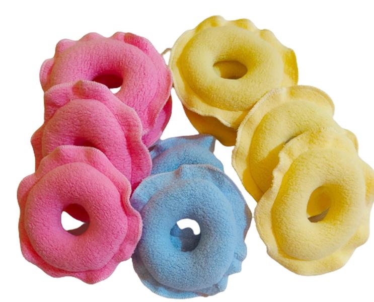 Imagem de 5 pares de rosquinhas protetoras seios - amamentação - tecido algodão e absorvente