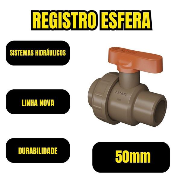 Imagem de 5 Pç Registro Esfera Vs C/ União Soldavel 50mm - FORTLEV