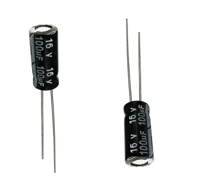 Imagem de 5 PÇS - CAPACITOR ELETROLITICO 100X16V - 100UF X 16V - 105º