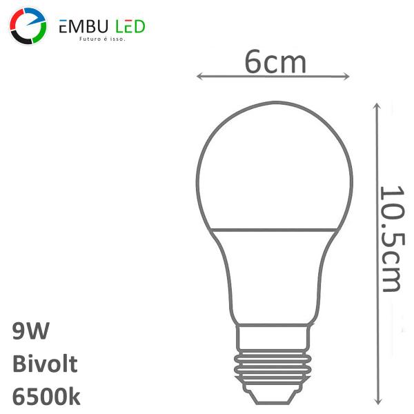 Imagem de 5 Peças Lâmpada Bulbo Led 9W Bivolt E27 Branco Frio 