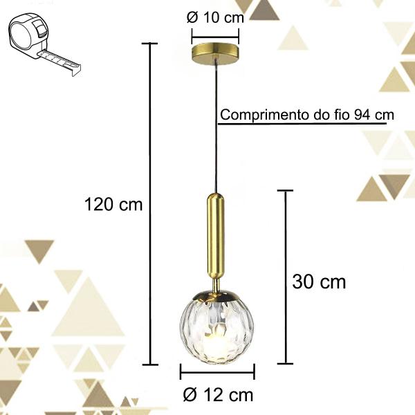 Imagem de 5 Pendente Dourado Globo Transparente Ondulado Sala Bet23