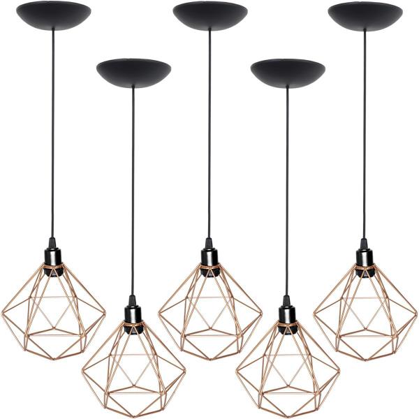 Imagem de 5 Pendentes Aramado Diamante Luminária Lustre P Teto Retrô Vintage Industrial Balcão Agp Ilumini