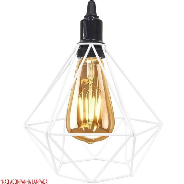 Imagem de 5 Pendentes Aramado Diamante Luminária Lustre P Teto Retrô Vintage Industrial Balcão Branco