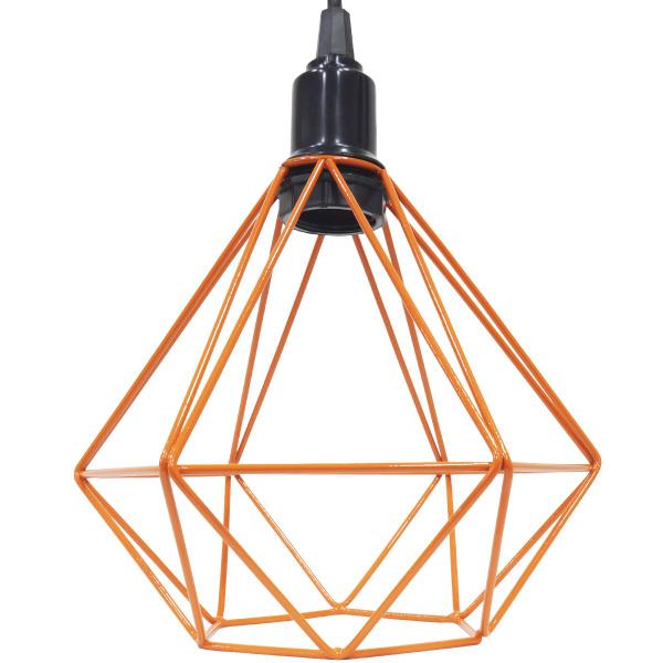 Imagem de 5 Pendentes Aramado Diamante Luminária Lustre P Teto Retrô Vintage Industrial Balcão Laranja