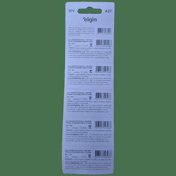 5 Pilha Bateria 27A 12V Alcalina Elgin P/Portão Alarme Imagem de 5 Pilha Bateria 27A 12V Alcalina Elgin P/Portão Alarme