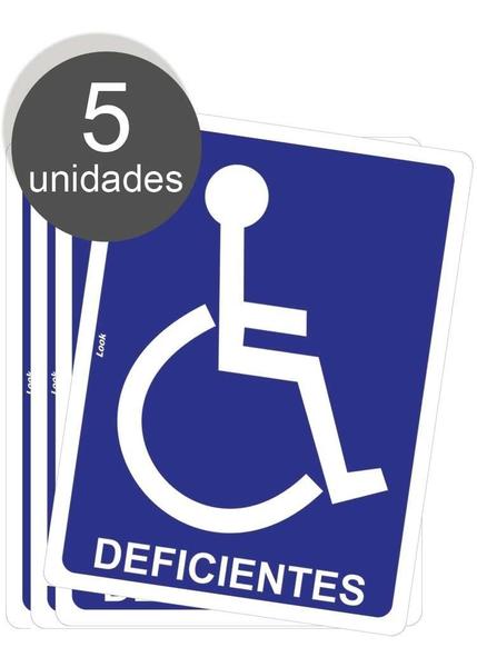 Imagem de 5 Placas Pcd Aviso Deficientes Cadeirante Pessoa Deficiência