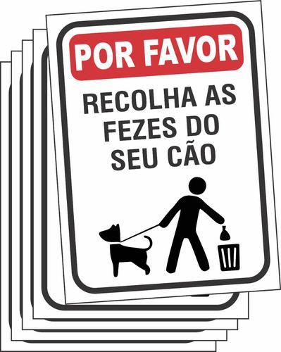 Imagem de 5 Placas Recolha Coco Fezes Cachorro Sinalização 20x15cm