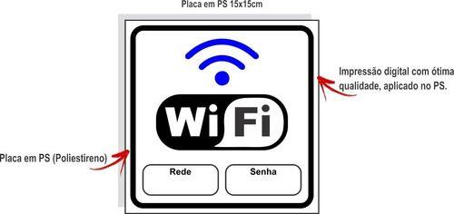 Imagem de 5 Placas Sinalização Wifi 15x15 Lugar P Colocar Senha E Rede