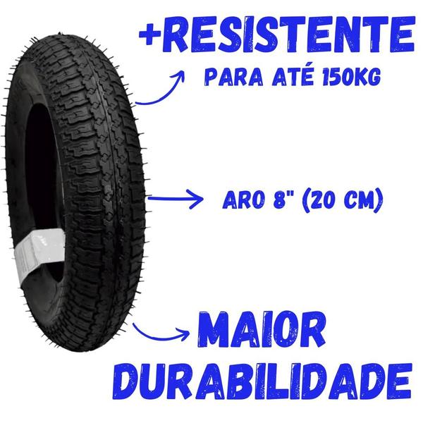 Imagem de 5 Pneu 3,25x8 Para Carrinho Pedreiro Carriola 150kg Levorin