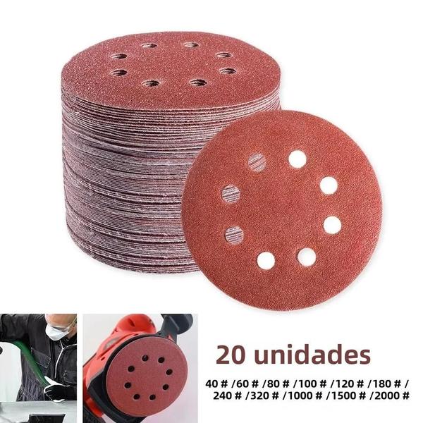 Imagem de 5 Polegada 20pcs Discos De Lixamento De Gancho E Laço 40-2000 Lixa Redonda Para Ferramenta Rotativa