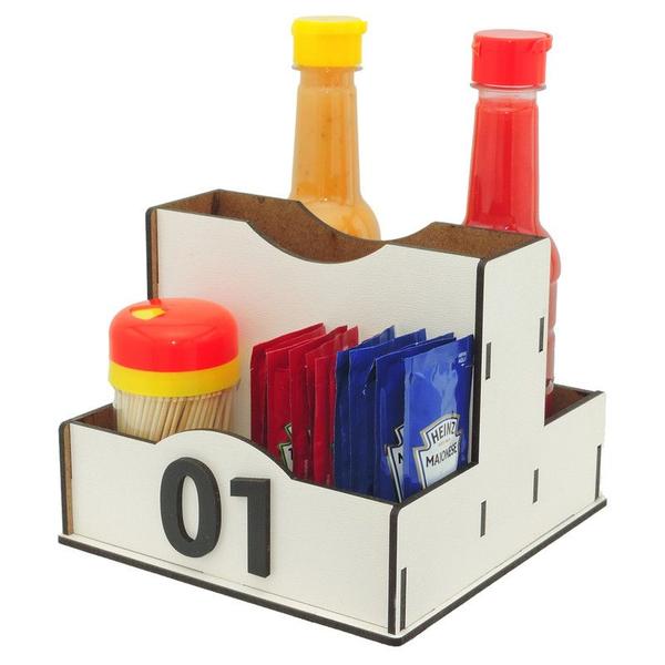 5 Porta Sachê Temperos Guardanapos Organizador de Mesa Lanchonete Branco - Modernarte Imagem de 5 Porta Sachê Temperos Guardanapos Organizador de Mesa Lanchonete Branco
