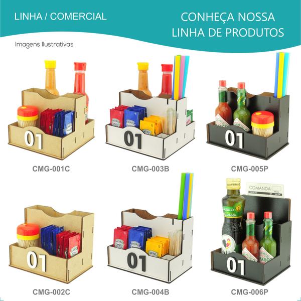 5 Porta Sachê Temperos Guardanapos Organizador de Mesa Lanchonete Branco - Modernarte Imagem de 5 Porta Sachê Temperos Guardanapos Organizador de Mesa Lanchonete Branco