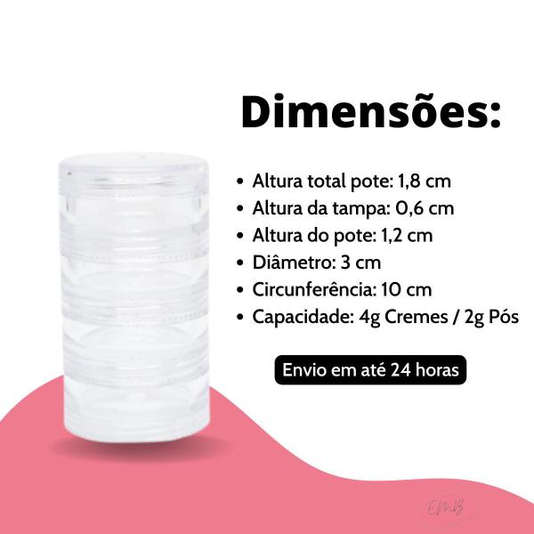 Imagem de 5 Potes 4G P/ Cosméticos Ideal P/ Brilhos Labiais, Pigmentos